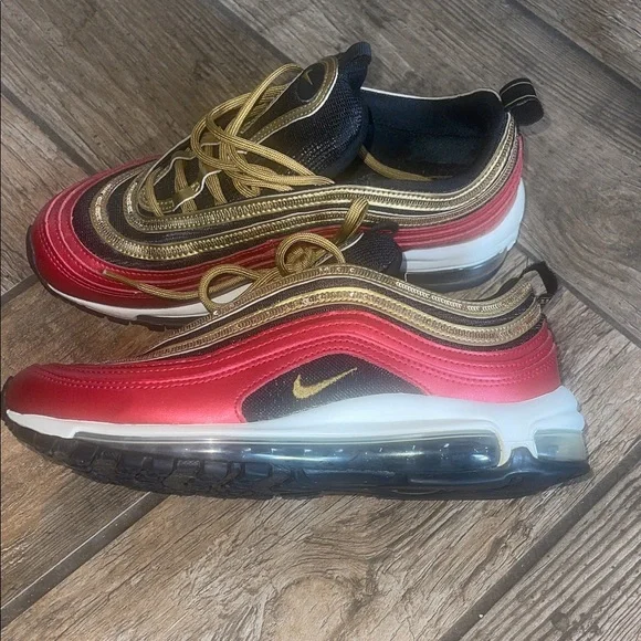 Nike  Air Max 97 Red and Gold Sneakers woman 8.5 - Picture 6 of 7